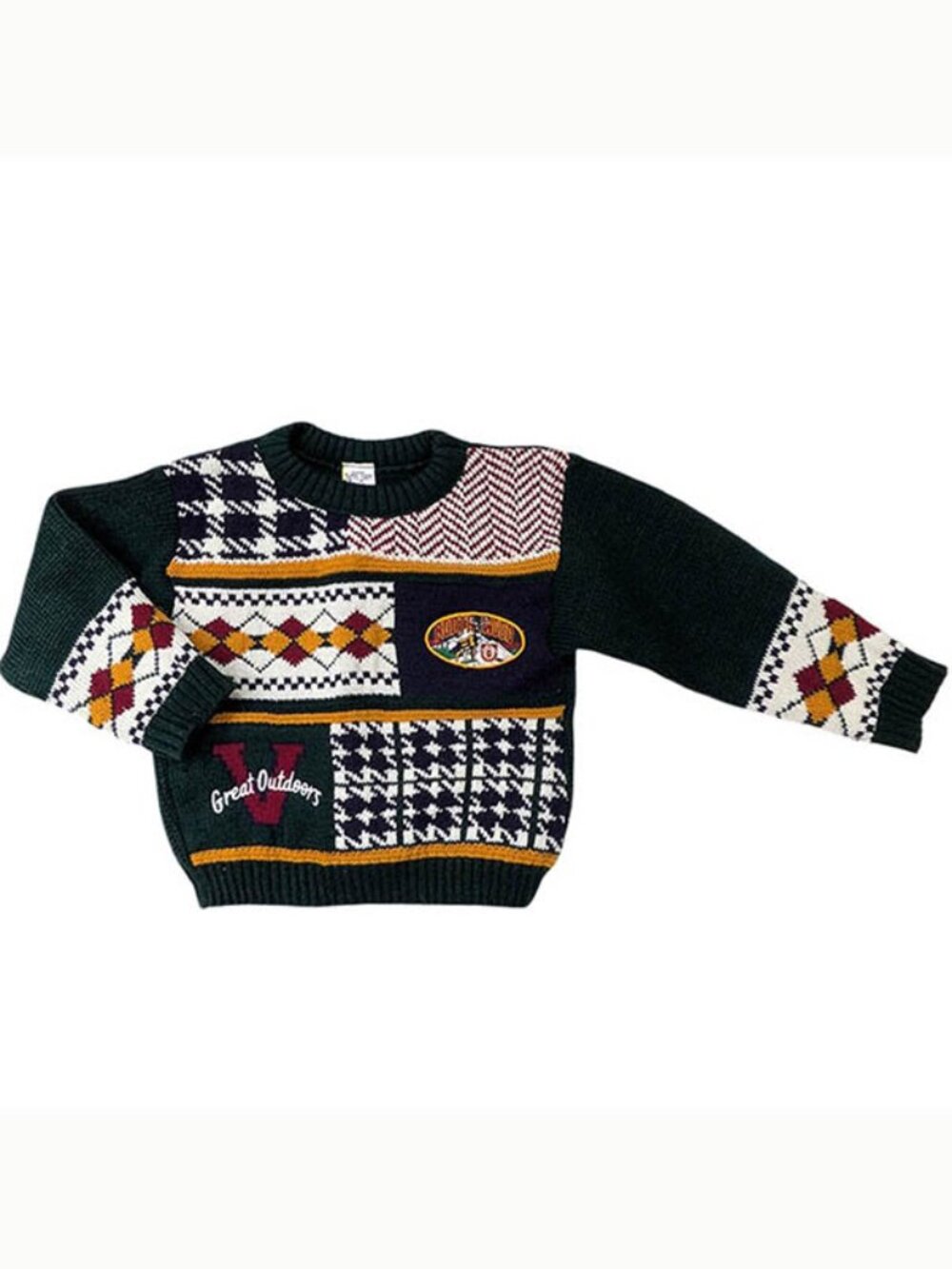 Pullover Sweater 2T Green 80's‎ 90's Retro Argyle Ivy League Preppy Grandpa Core